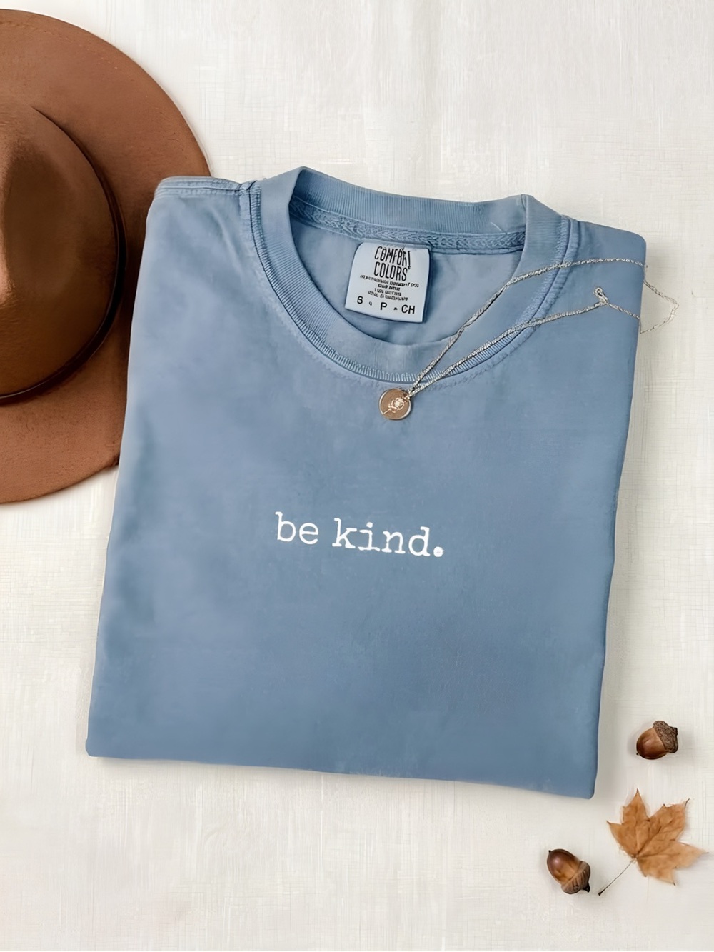 Comfort Colors "be kind." Crewneck T-Shirt in Blue Jeans